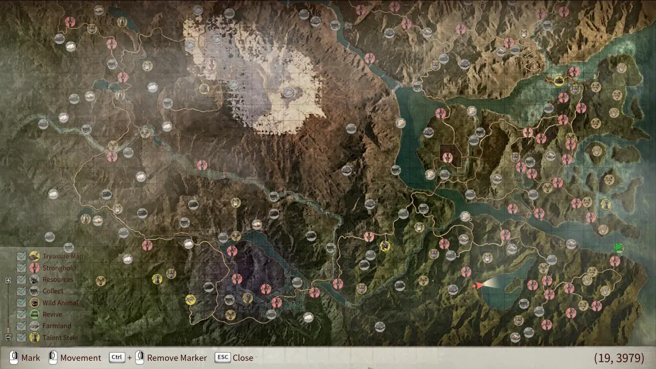 Mapa de Myth of Empires con todas las ubicaciones reveladas