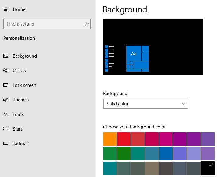 Cómo cambiar el color de fondo en Windows 10
