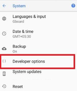 Modo de desarrollador Android 8.1 Oreo