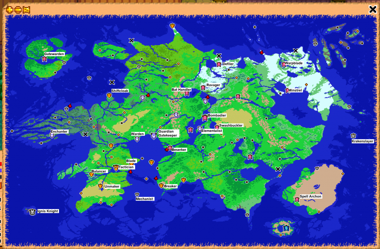 Mapa completo de Horizon's Gate con ubicaciones de entrenadores y dojos