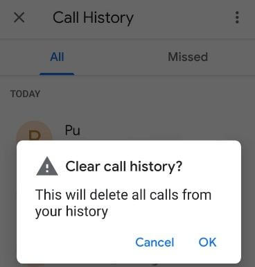 Cómo borrar el historial de llamadas de Android 9 Pie