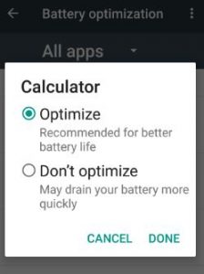 Optimización de la batería de Android