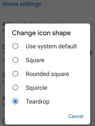 Cambia la forma del icono en Pixel 3 XL Pixel