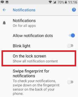Cómo cambiar la notificación de la pantalla de bloqueo en Android Oreo 8.1