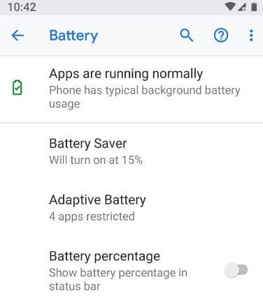 Cómo mostrar el porcentaje de batería en la barra de estado en Android 9 Pie