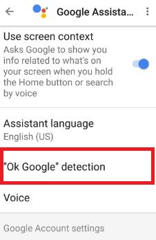 Habilitar o deshabilitar la detección de OK Google en Moto G4 plus