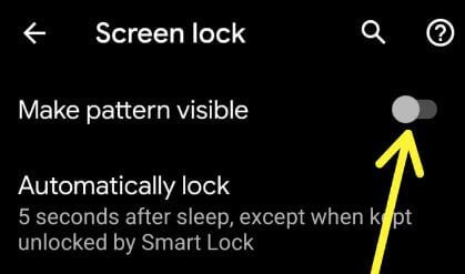 Ocultar puntos de bloqueo de patrón en el teléfono Android