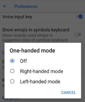 Cómo habilitar el modo de una mano en el teclado de Google Android 8