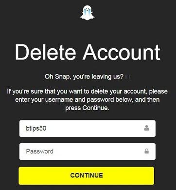 Cómo eliminar una cuenta de Snapchat en Android