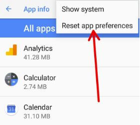 Restablecer la configuración de opciones de la aplicación Android Oreo